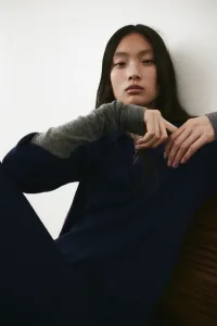 Трикотажное платье с воротником H&M, синий