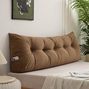 Generic Клиновидная подушка для чтения в кровать с поддержкой спины и съемным чехлом Brown