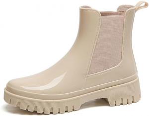 Короткие резиновые сапоги для женщин на шнуровке, милые непромокаемые нескользящие челси Generic, Beige