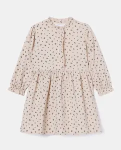 Платье для девочки с длинным рукавом из микровельвета с принтом по всей поверхности Kids El Corte Inglés, черный