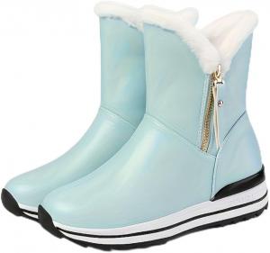 Женские зимние теплые сапоги Faithgee с боковой молнией, с амортизирующей подошвой - сцепление для любых поверхностей на льду, снеге, слякоти, устойчивые к холоду для зимней прогулки, катания на коньках, уборки снега, Blue