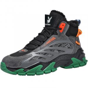 Playboy Мужские зимние ботинки бело-серо-черные черные, цвет Black