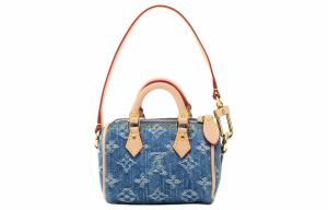 Скоростная джинсовая сумка-ведро через плечо сверхмини женская светло-розовая и голубая LOUIS VUITTON