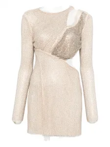 Мини-платье с вырезами Self-Portrait, светло-бежевый