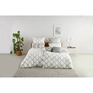 Двустороннее постельное белье для дома «Альба в размере. 135x200 или 155x220 см", постельное белье двустороннего вида, разного качества, хлопок Home Affaire, серый/белый