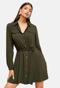 Платье-Рубашка прямого кроя с длинными рукавами и застежкой на пуговицы, мини-платье-рубашка Friends Like These, Olive Green