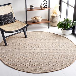 Круглый ковер 183 x 183 см SAFAVIEH Natural Fiber Collection Natural/Ivory NFB405A ручной работы в стиле бохо из джута для прихожей, гостиной, спальни или кухни