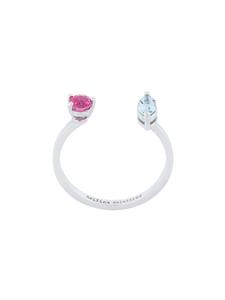 Кольцо Dots из белого золота с аквамарином и турмалином Delfina Delettrez, металлик