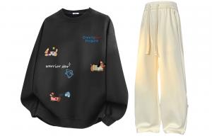 Свитшот-сет Unisex Crew Neck Moderate WARRIOR, темно-серый+оранжевый (clothing sets)