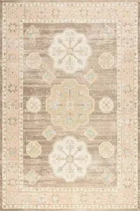 Ковер Fawn Medallion Wool and Cotton Area Rug nuLOOM, 152x244 см, коричневый