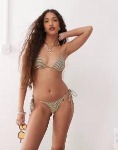 Плавки бикини Lentra с завязками по бокам коричневого цвета Motel