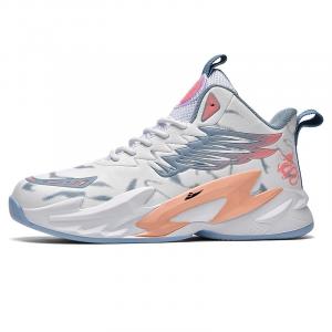 Kuding Амортизирующие баскетбольные кроссовки Unisex High-Top в бело-серо-оранжевом цвете, цвет White Gray Orange