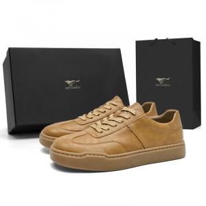 SEPTWOLVES Низкие скейтборд кроссовки мужские желто-коричневые, цвет Yellow Brown (Standard Leather Shoe Size)