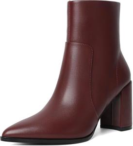 Женские ботильоны Susanny на высокой массивной подошве, теплые сапоги до середины голени, модель Chelsea, из кожи и замши с мехом, без застежки, с заостренным носком, на каблуке, для офиса, прогулок и снегопада, Burgundy
