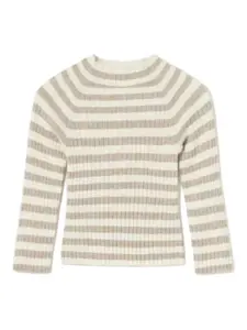 Полосатый топ с воротником-стойкой Mayoral, кремовый