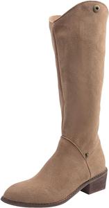 Женские сапоги IWIHMIV до колена с заостренным носком, замшевые короткие сапоги, повседневные скучные на низком каблуке, складные высокие верховые сапоги, Khaki