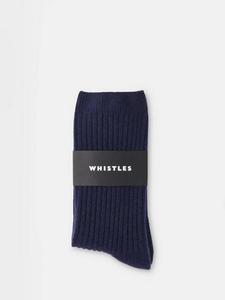Рифленые носки из чистого кашемира Whistles, Navy, One Size