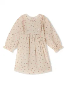 Платье из органического хлопка с принтом Bonpoint, нейтральный