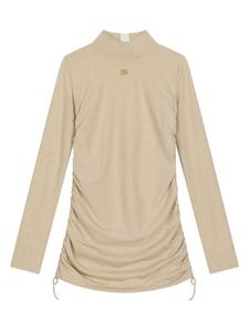 Dolce & Gabbana платье со сборками и логотипом, нейтральный цвет