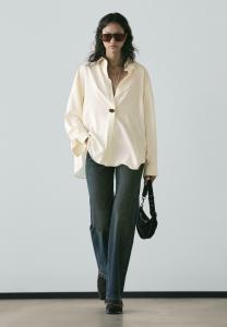 Блуза Massimo Dutti WITH EMBROIDERED SLEEVES, Beige