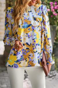 Топ с разрезом и цветочной контрастной кружевной отделкой TRUEDAMES, коричневый