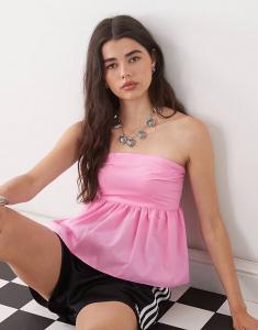 Топ-бандо COLLUSION с присборенной лямкой сзади розового цвета