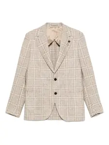 Клетчатый пиджак на двух пуговицах Lardini, нейтральный