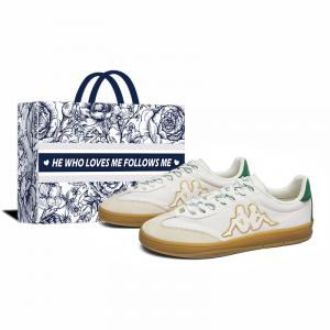 Kappa Антискользящие износостойкие низкие скейтерские кроссовки унисекс светло-голубые бело-зелено-розовые с шоппером, цвет White Green Rose Shopping Bag