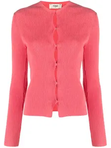 Кардиган в рубчик FENDI, розовый