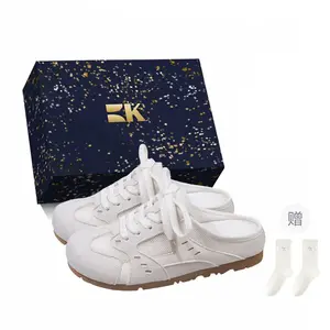 Boldi Kuki Женские противоскользящие тапочки с закрытым носком на резиновой подошве бежевые эксклюзивная коробка в комплекте с носками, цвет Beige-Exclusive Shoe Box-Comes with Socks