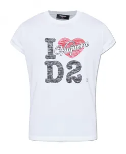 Футболка с круглым вырезом и графическим принтом Dsquared2, белый