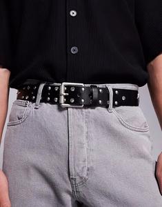 Ремень ASOS DESIGN с роликовой пряжкой, заклепками и кристаллами из черной искусственной кожи