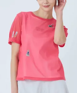 Прозрачный пуловер с короткими рукавами Studio Picone, цвет Pink(027)