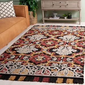 Ковер SAFAVIEH, 153 x 244 см, Blossom Collection, Charcoal & Red, цветочный дизайн, ручной работы из шерсти, идеально для гостиной, спальни, столовой (BLM422H-5)