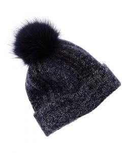 Кашемировая шапка Amicale Cashmere Marl Ladderstitch Cuffed Cashmere Hat Amicale Cashmere, синий