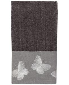 Хлопковое полотенце для рук Yara с каймой в виде бабочек, 11 x 18 дюймов Avanti, цвет granite