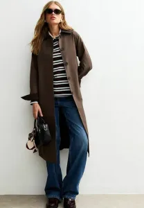 Тренчкот с контрастным воротником New Look, Dark Brown