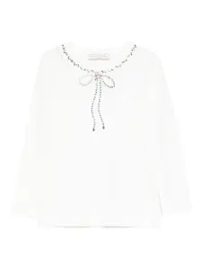 Футболка с декоративным бантом Monnalisa, белый