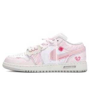 Jordan Баскетбольные кроссовки Air 1 Love Confession Encounter, износостойкие, винтажные, розовые, женские