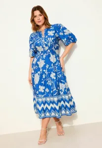 Платье-Рубашка миди с цветочным принтом, подходящее для больших размеров, для праздничного сезона Lipsy, Blue