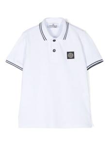 Stone Island Junior рубашка-поло из пике с нашивкой-компасом, белый