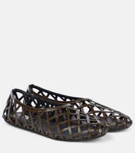 Балетки из кожи в клетку Alaïa, Kaki