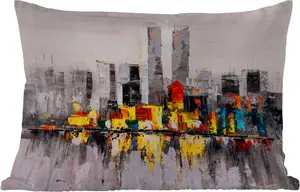 Подушка для улицы - Живопись - Горизонт - Цвета - Масляная краска - 60 x 40 см - Устойчива к атмосферным воздействиям - Подушка для отдыха - Декоративная подушка - Подушка для дома MuchoWow