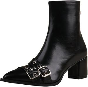 Ботильоны DINTAHA с пряжкой, заостренный носок, массивный каблук, Black