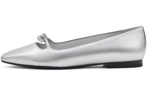 CHARLES&KEITH Маленькие CK с бантиком Новый китайский стиль Повседневные туфли 1,2 см Женские Многоцветные Серебристый Серебристый, цвет Silver Silver