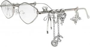 Солнцезащитные очки Melrose с кристаллами, женские, овальная металлическая оправа, модные, с бриллиантовым кулоном, в стиле панк, защита от ультрафиолета UV400, артикул 75073, White