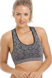 Спортивный бюстгальтер без косточек без швов с ацтекским принтом Camille, серый
