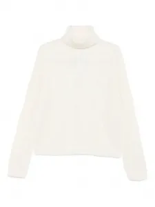 Кабельный вязаный свитер с воротником-гольф LIU JO, белый