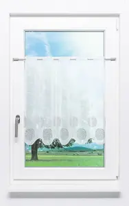 Штора для кафе с узором спираль (Ш x В) 240 см * 60 см, коричневая/серо-коричневая Lysel