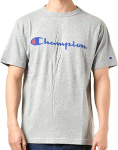 Мужская футболка Champion C3-P302 с коротким рукавом, 100% хлопок, классический дизайн, с логотипом, серый